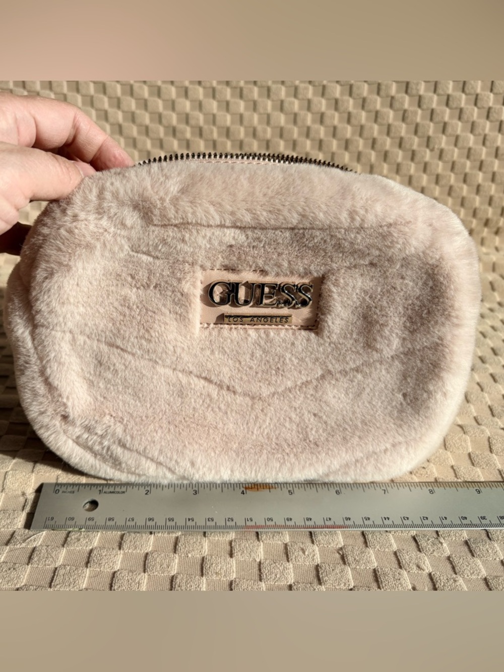 Guess Plush Cosmetic Pouch - Light Blush